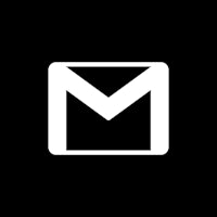 a white gmail logo on a black background